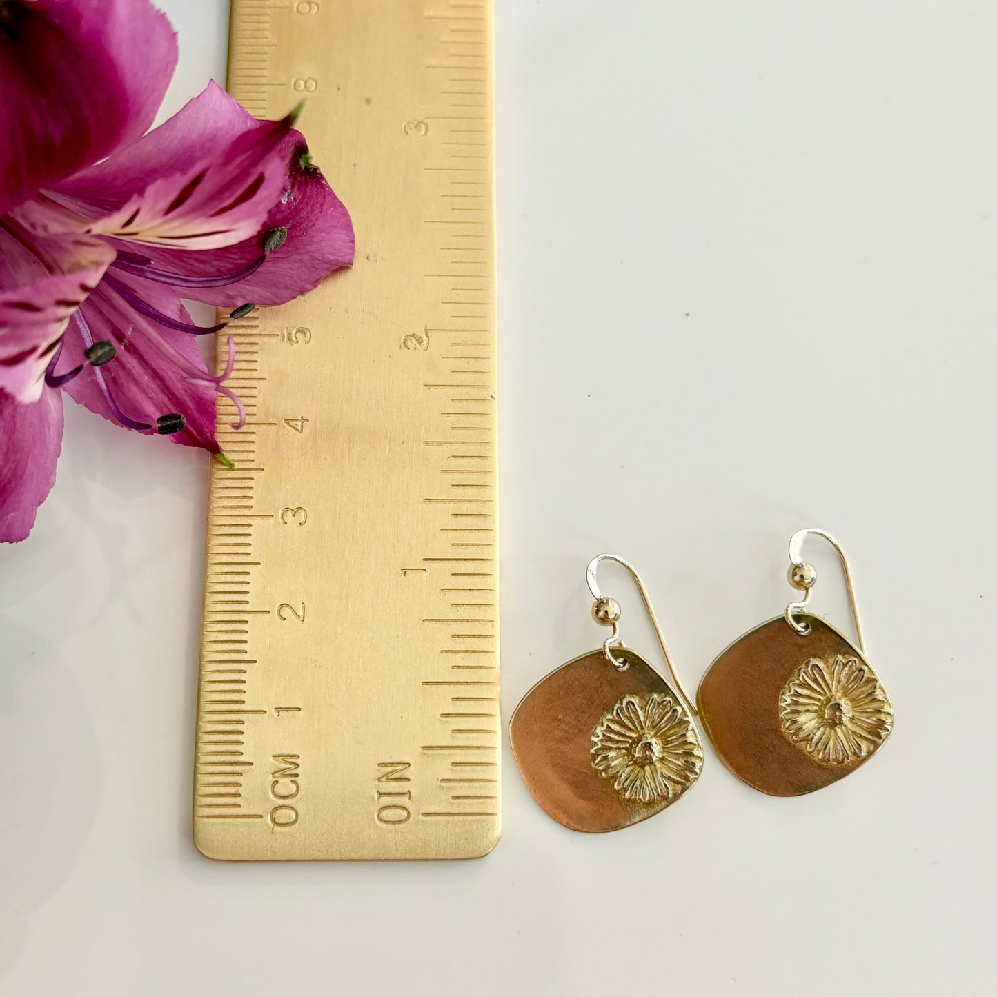 Floral Brass Earrings