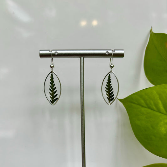 Silver Marquise Fern Earrings