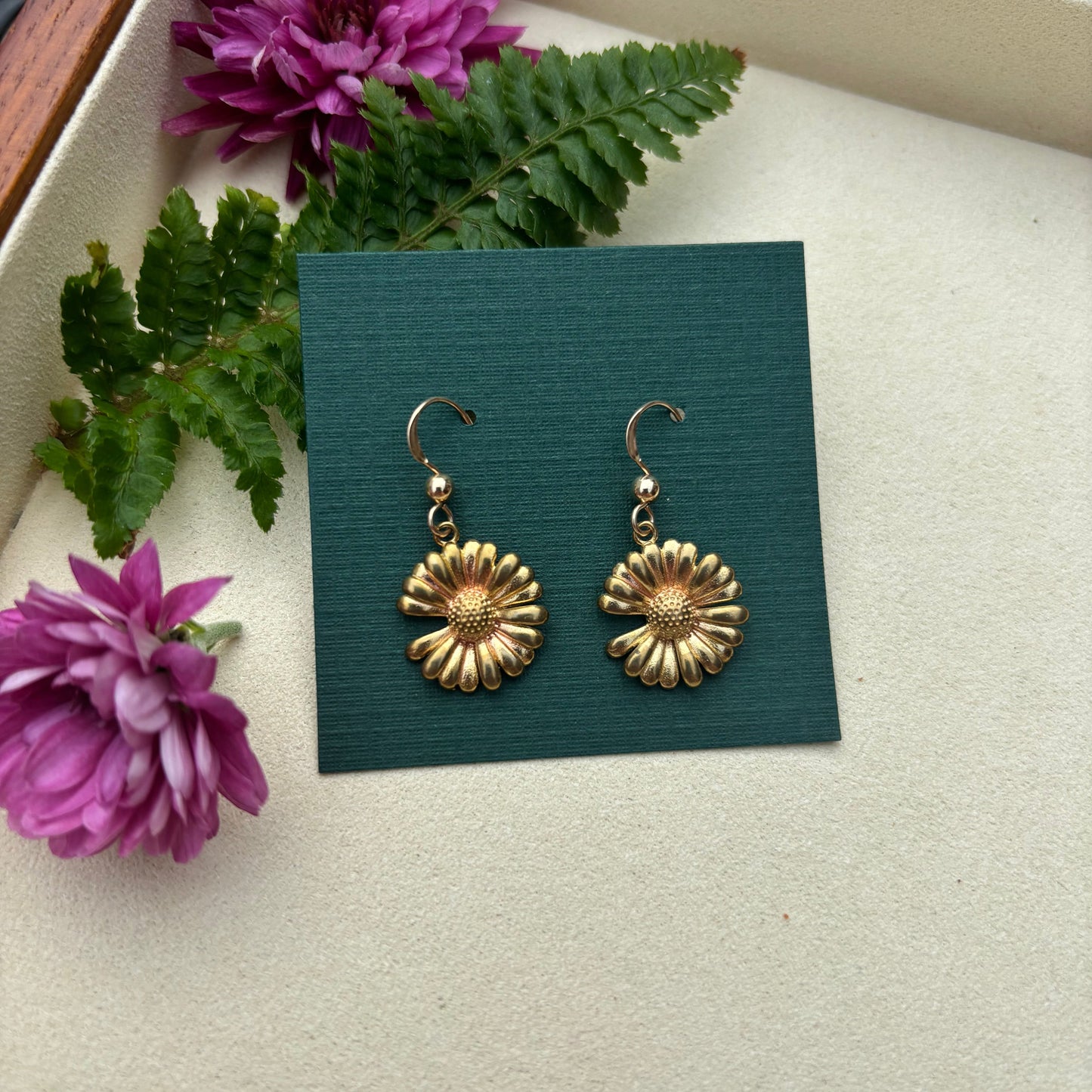 Brass Daisy Earrings