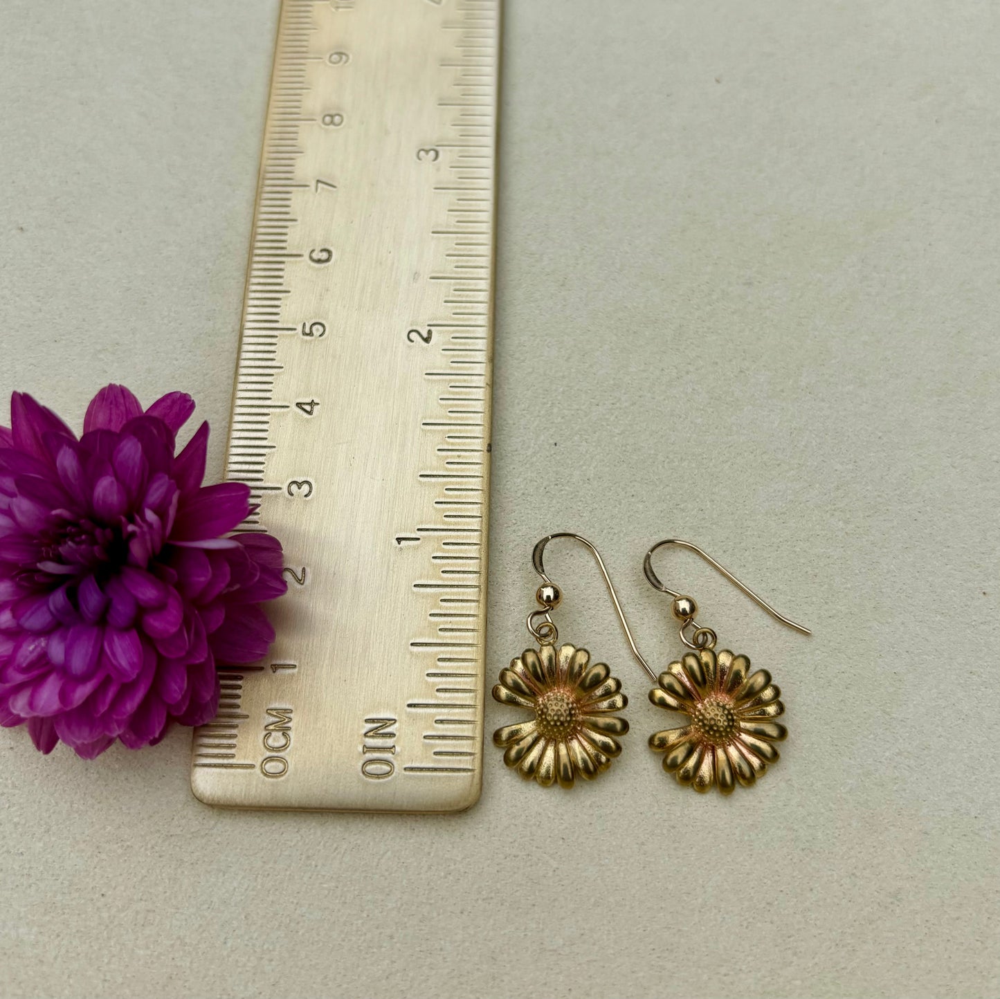 Brass Daisy Earrings