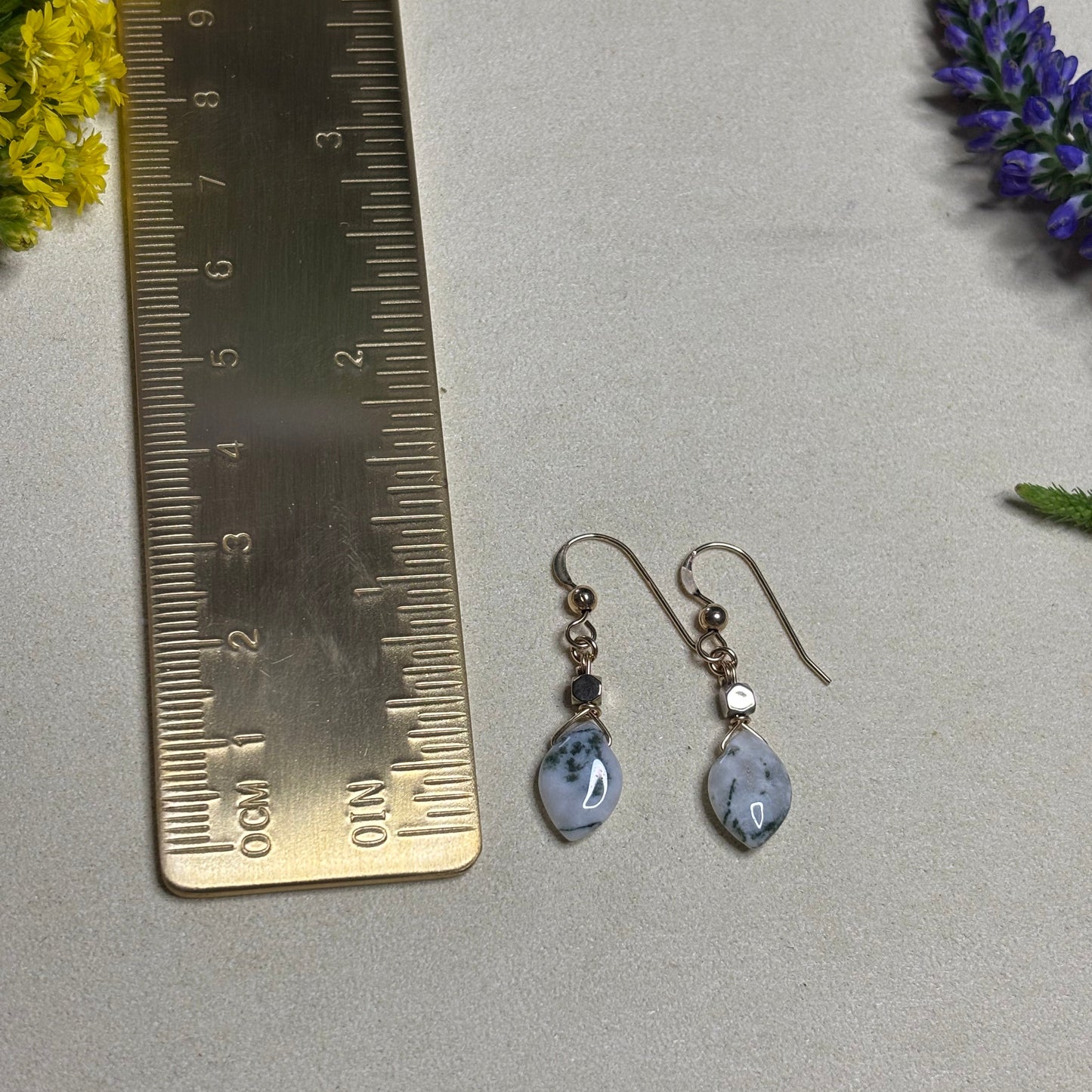 Green Tree Agate Earrings