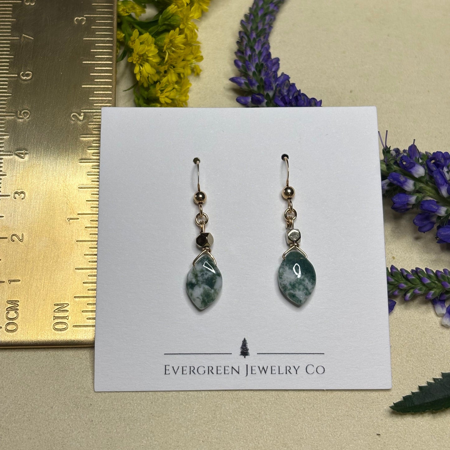 Green Tree Agate Earrings