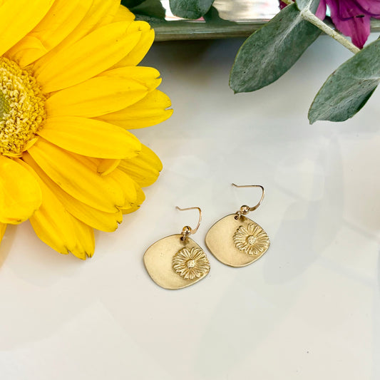 Floral Brass Earrings