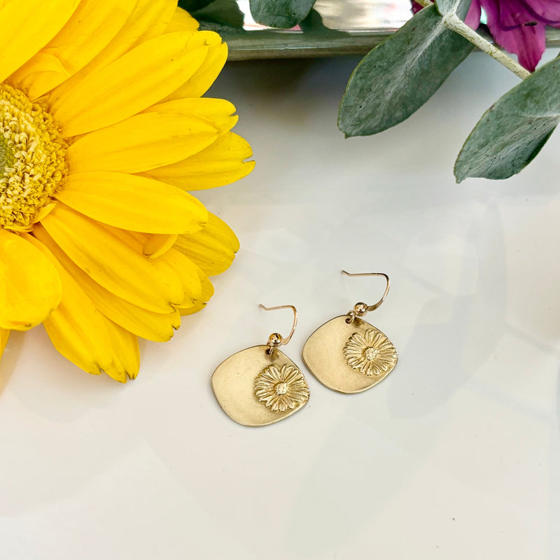Floral Brass Earrings