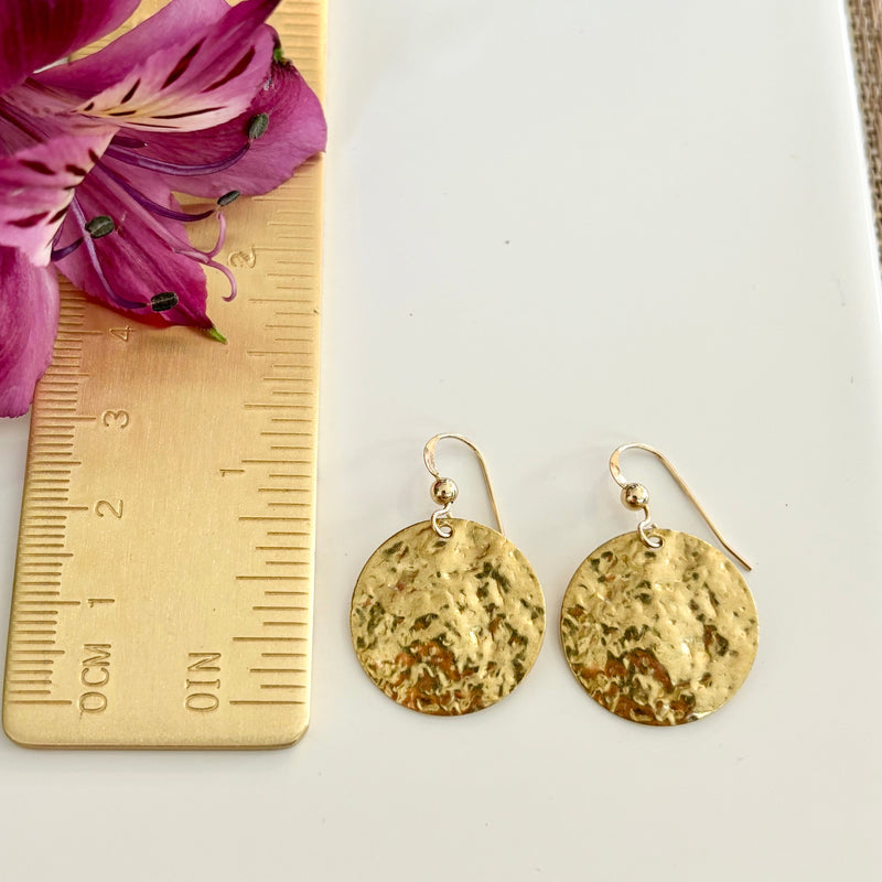 Round Hammered Brass Earrings