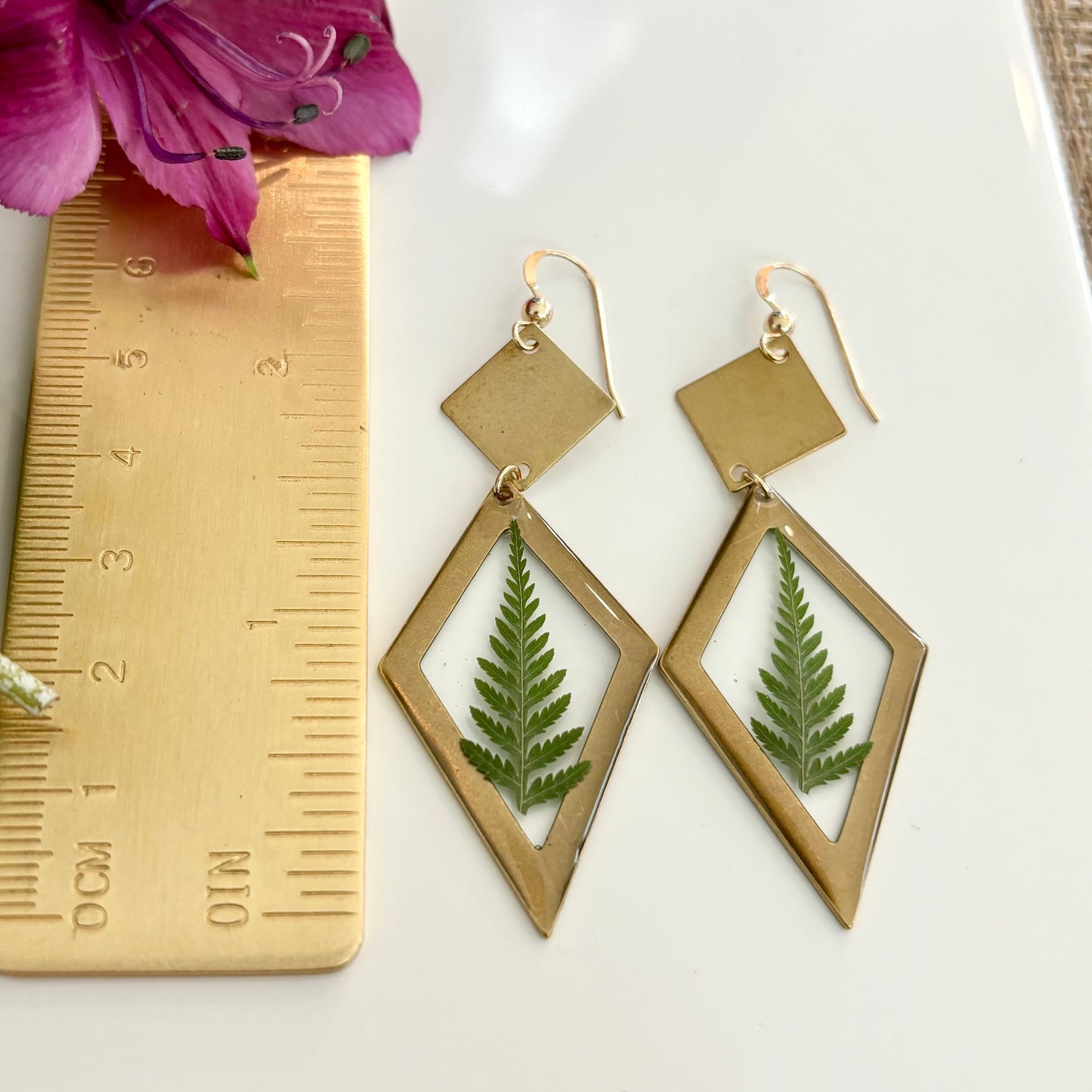 Long Diamond Fern Earrings