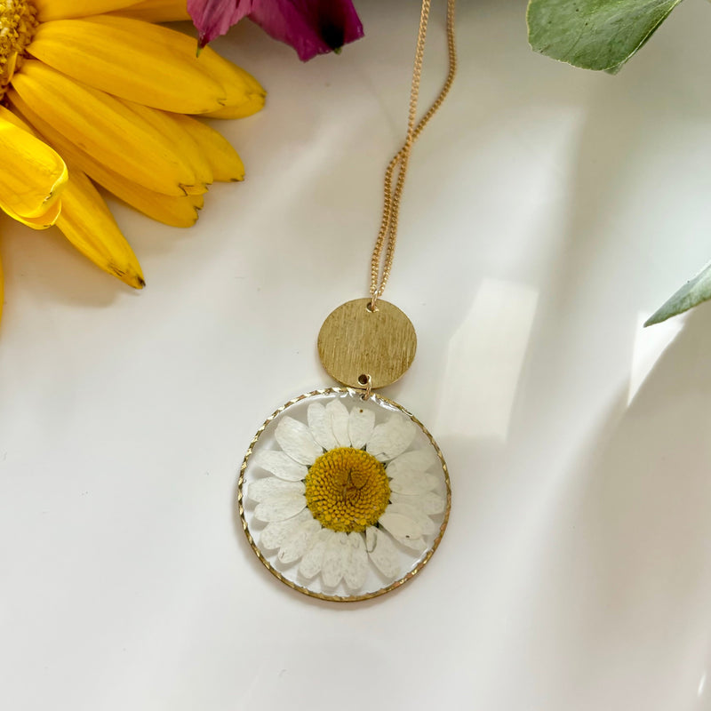 Daisy Necklace with Brass Coin