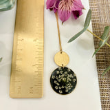 Queen Anne's Lace Necklace in Black with Brass Coin