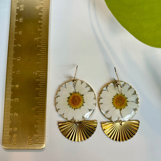 Daisy Earrings with Brass Fan