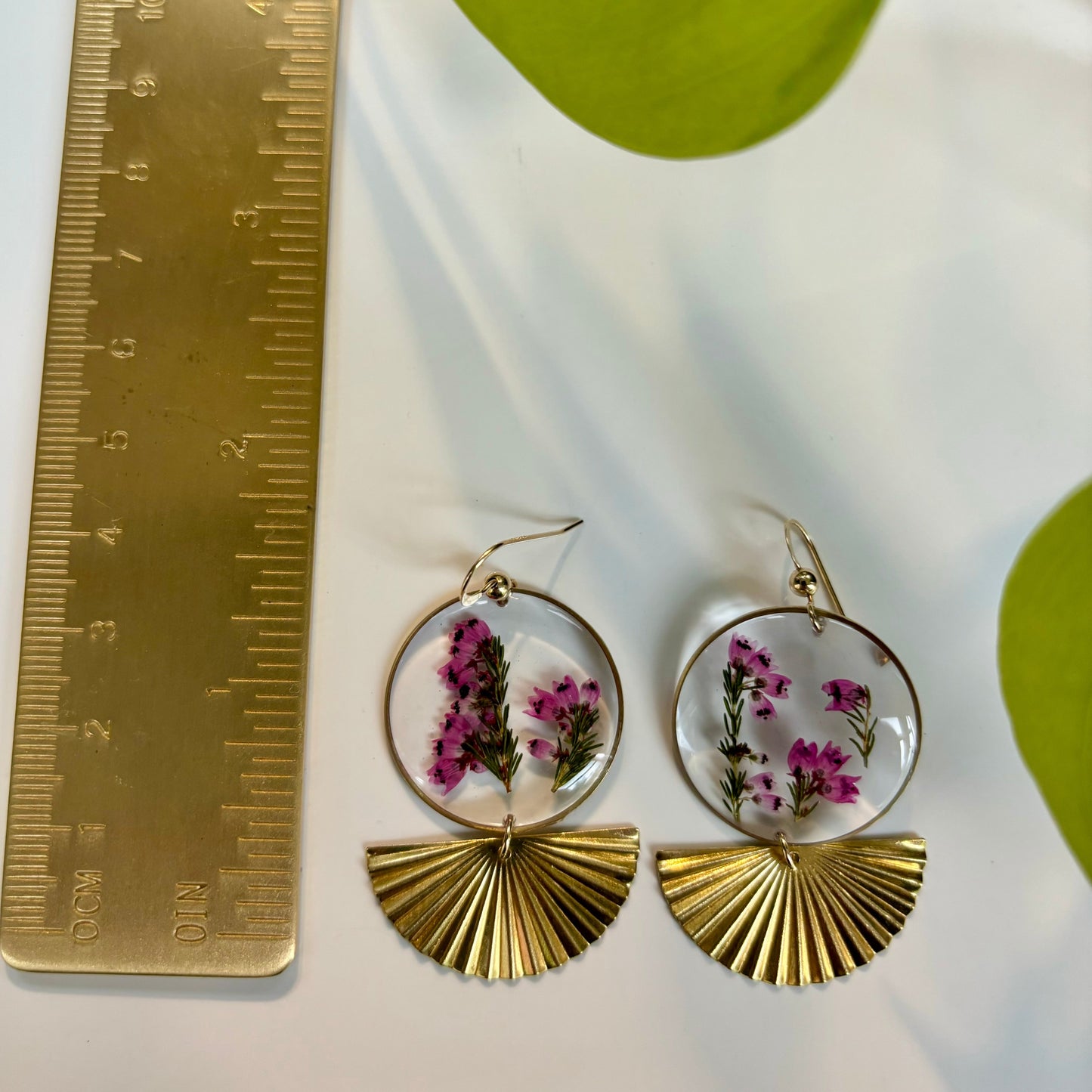 Heather Earrings with Brass Fan