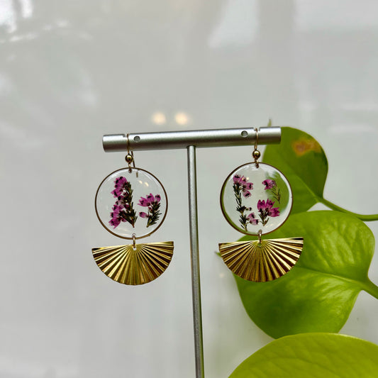 Heather Earrings with Brass Fan