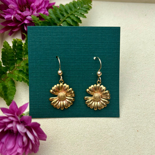 Brass Daisy Earrings