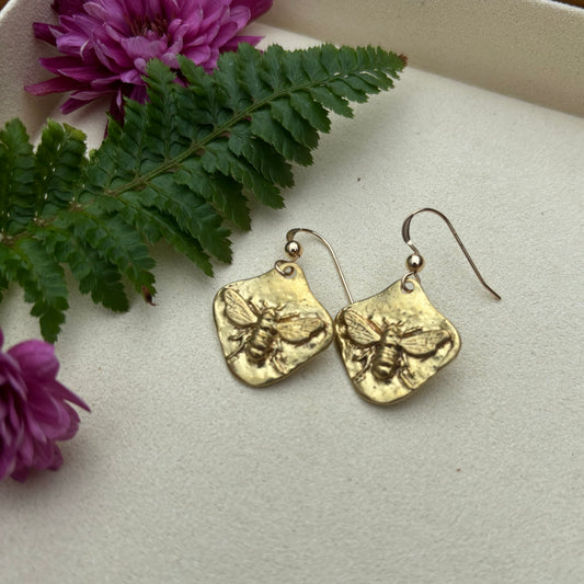 Brass Bee Earrings