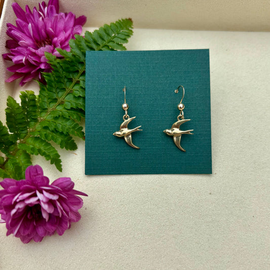 Brass Bird Earrings