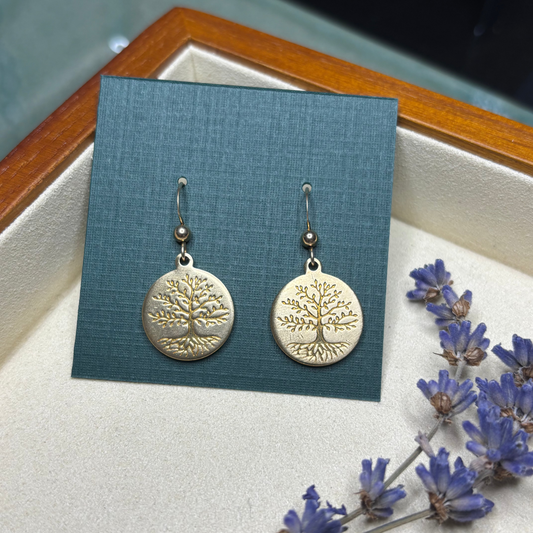 Brass Tree of Life Earrings