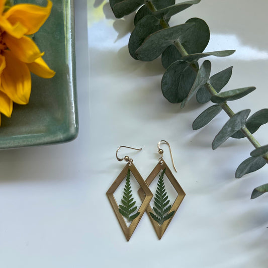 Diamond Fern Earrings