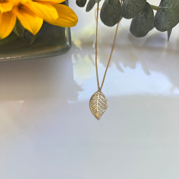 Brass Leaf Dangle Necklace