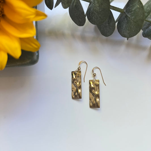 Hammered Brass Drop Earrings