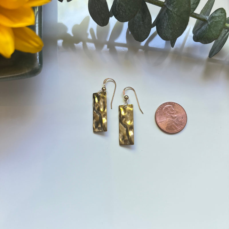 Hammered Brass Drop Earrings