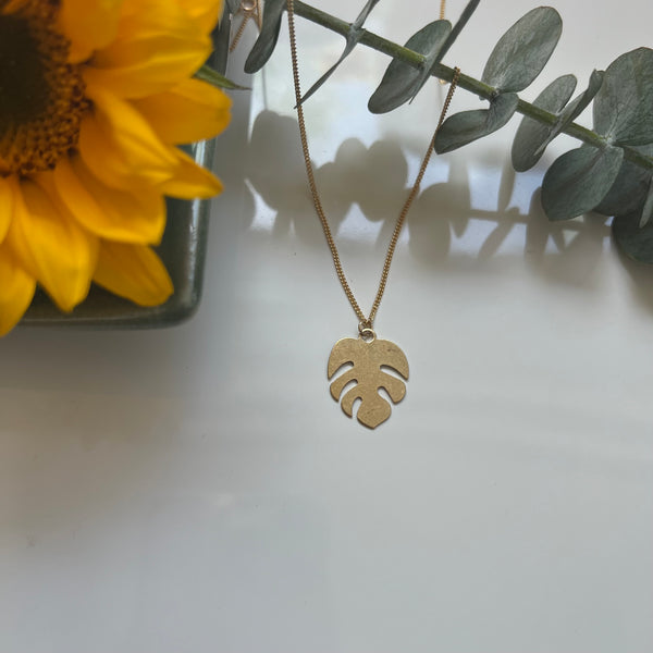 Gold Monstera Leaf Necklace - Cheese Plant Pendant – Mica Peet
