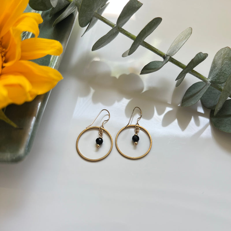 Small Onyx Circle Earrings