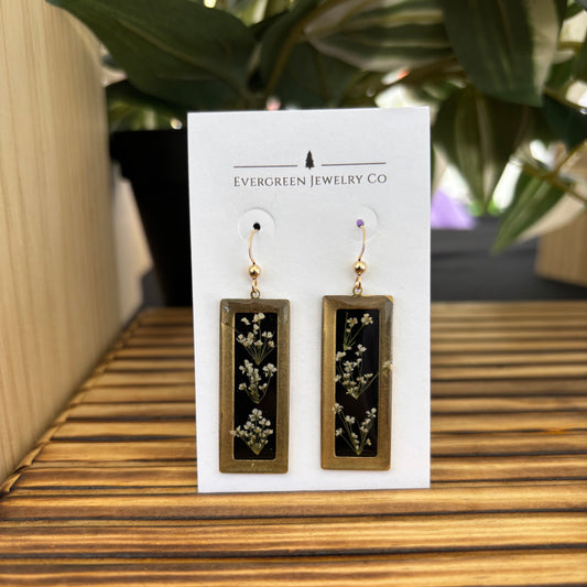 Rectangle Queen Anne's Lace Earrings