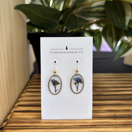 Oval Forget-Me-Not Earrings