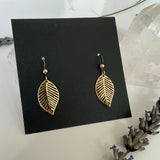 Brass Leaf Dangle Earrings - Evergreen Jewelry